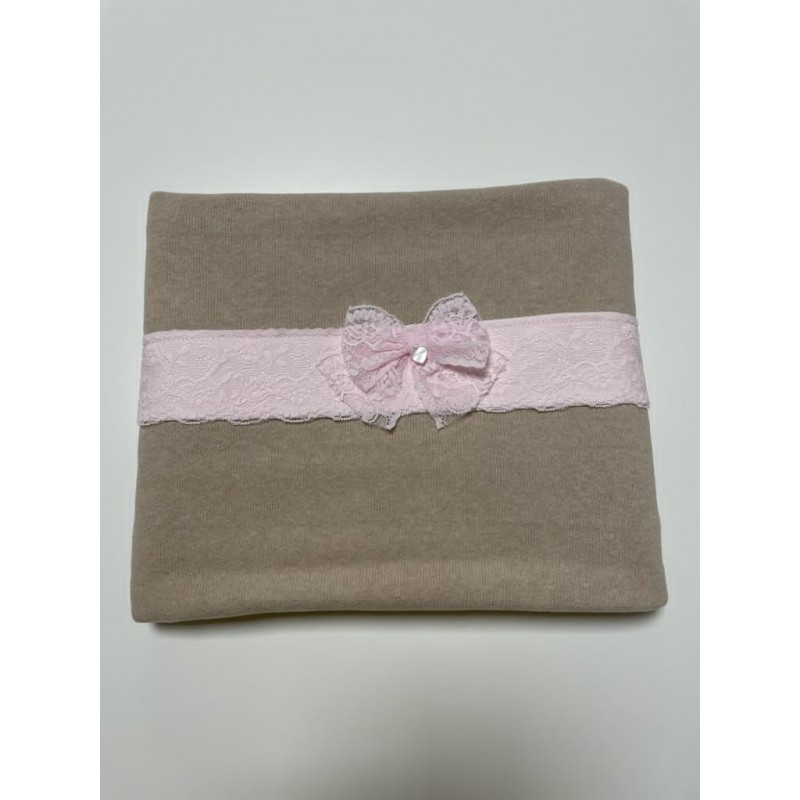 Ninnaoh Coperta Scialle Beige e Rosa